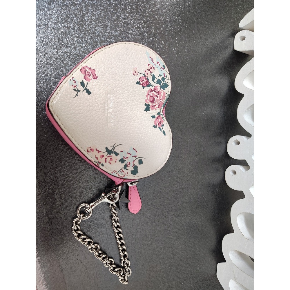 Coach Elvis Presley Love Me Tender Heart Coin Purse Leather Floral Rare 2016 - Picture 9 of 12